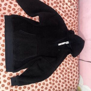 New Victoria's Secret PINK Hoodie Fuzzy Cozy Pullover Jacket Black sizeL